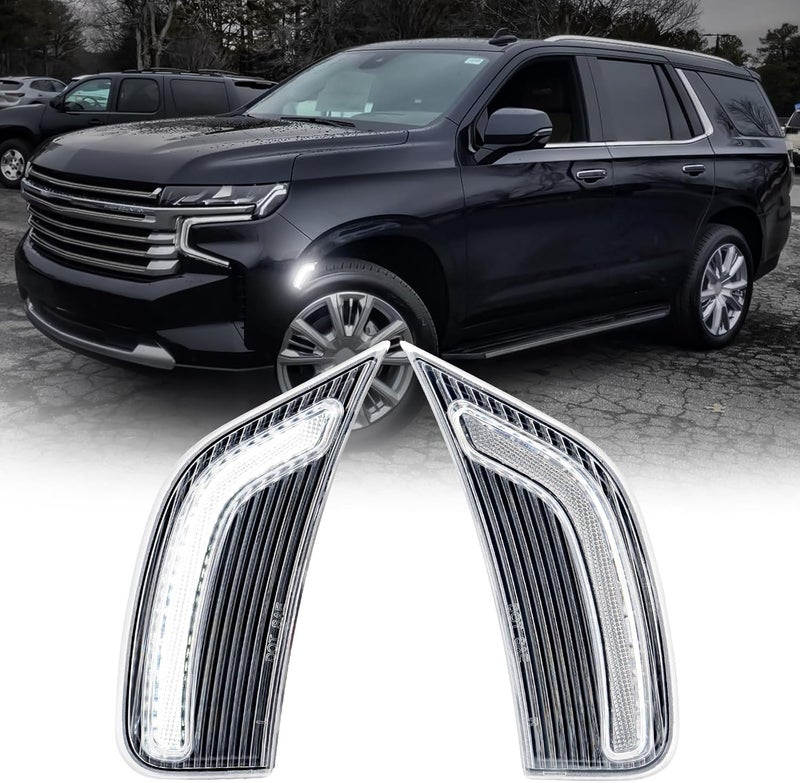 Mynoway LED Side Marker Light Compatible with 2021-2024 Yukon/Yukon Denali/Yukon XL/Tahoe/Escalade/Suburban/Escalade ESV (Clear Lens White Light) - Image 1